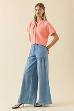 Load image into Gallery viewer, RAISONNEL - Dusty Blue Denim Relaxed Wide-Leg Pants - RB1109: DUSTY BLUE DENIM / S-M-L (3-2-1)