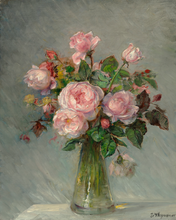 Load image into Gallery viewer, Pink Roses in Vase Antique Art Print: 8x10