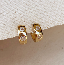 Load image into Gallery viewer, GoldFi - 18k Gold Filled Huggie Large CZ Hoop Earrings