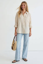 Load image into Gallery viewer, Naked Zebra - Linen Blend Rolled Sleeve Shirt: Off White / S