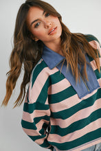 Load image into Gallery viewer, Striped Quarter-Zip Sweatshirt