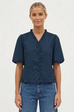 Load image into Gallery viewer, Naked Zebra - Ruffle Detail Bubble Sleeve Top: Off White / S