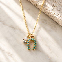 Load image into Gallery viewer, Opal and Turquoise Horseshoe Necklace