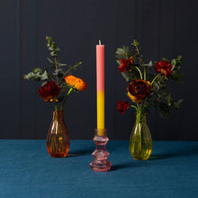 Load image into Gallery viewer, Ribbed Pink Glass Candlestick Holder - Valentine's Day Gift