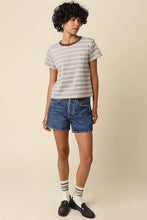Load image into Gallery viewer, Olivaceous - Mila Stripe Baby Tee: Cream Navy / L
