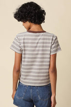 Load image into Gallery viewer, Olivaceous - Mila Stripe Baby Tee: Cream Navy / M