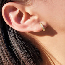 Load image into Gallery viewer, HolyBang Jewels - PAVE CZ DAINTY HUGGIE EARRINGS - E-HT1161: GOLD
