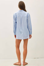 Load image into Gallery viewer, Be Cool - COTTON LINEN BLEND LONG SLEEVE BUTTON UP SHIRT-CHAMBRAY: CHAMBRAY / L
