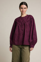 Load image into Gallery viewer, RAISONNEL - Vintage Inspired Eyelet Embroidered Blouse - RT1349: WINE / S-M-L (3-2-1)
