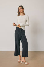 Load image into Gallery viewer, Dress Forum - Ribbed Knit Fitted Crew Neck Long Sleeve Top: NAVY / S-M-L(2-2-2)

