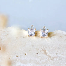 Load image into Gallery viewer, CZ Stacked Square Stud Earrings  
