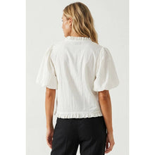 Load image into Gallery viewer, Naked Zebra - Ruffle Detail Bubble Sleeve Top: Off White / L
