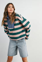 Load image into Gallery viewer, Striped Quarter-Zip Sweatshirt
