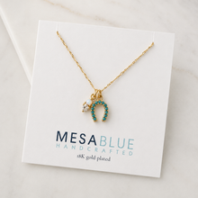Load image into Gallery viewer, Mesa Blue - Opal and Turquoise Horseshoe Necklace
