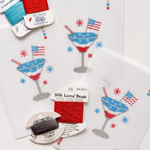 Load image into Gallery viewer, Patriotic Martini Needlepoint Canvas, Hand Painted, 18 Mesh, 2.5"x3" Design
