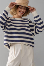 Load image into Gallery viewer, LOOSE FIT STRIPE RIB KNIT SWEATER

