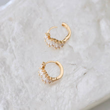 Load image into Gallery viewer, CZ Baguette Huggie Hoop Earrings
