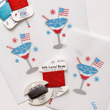 Load image into Gallery viewer, Patriotic Martini Needlepoint Canvas, Hand Painted, 18 Mesh, 2.5"x3" Design
