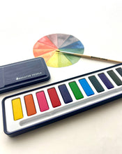 Load image into Gallery viewer, Breathe People - Watercolor Set- 12 Artist Grade Color Tin + Wood Paintbrush
