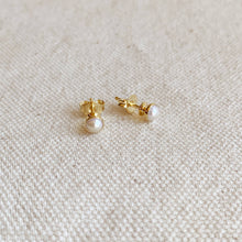 Load image into Gallery viewer, GoldFi - 18k Gold Filled 4mm Simulated Pearl Stud Earrings
