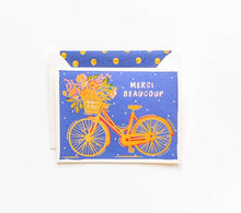 Load image into Gallery viewer, Merci Beaucoup Gold Bicycle Thank you Greeting Card
