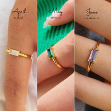 Load image into Gallery viewer, HolyBang Jewels - BAGUETTE BIRTHSTONE RING - R-FT1160GOLD: GARNET / 7US
