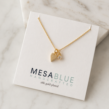 Load image into Gallery viewer, Mesa Blue - Tiny Pave CZ Heart Necklace
