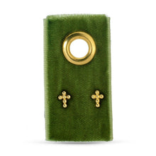 Load image into Gallery viewer, Petite Dot Cross Studs On Velvet Tag
