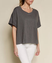 Load image into Gallery viewer, Fabina - COTTONSLUB V NECK OVERSIZE CROP: WHITE / LARGE
