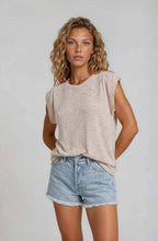 Load image into Gallery viewer, GILLI - CREW NECK TUCKED SHOULDER FOLDED BAND SLEEVE TOP: OATMEAL GREY / S
