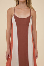 Load image into Gallery viewer, RAISONNEL - Colorblock Flowy Maxi Slip Dress - RD1262: NATURAL MIX / S-M-L (3-2-1)
