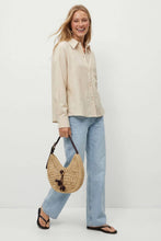 Load image into Gallery viewer, Naked Zebra - Linen Blend Rolled Sleeve Shirt: Off White / M
