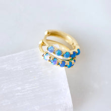 Load image into Gallery viewer, Blue Opal Huggie
