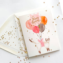 Load image into Gallery viewer, Happy Birthday Balloon Cat Greeting Card
