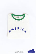 Load image into Gallery viewer, OAT COLLECTIVE - AMERICA PUFF Ringer Graphic T-Shirt: NATURAL/RED / L
