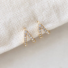 Load image into Gallery viewer, Tiny CZ V Huggie Earrings
