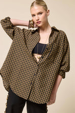 Load image into Gallery viewer, Mimosa - Relaxed Gingham Button Down Shirt: Ocean / S
