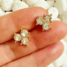 Load image into Gallery viewer, Faceted Trio Crystals Stud Earrings
