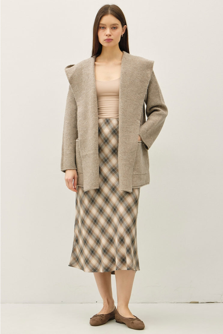 Hooded Open Sweater