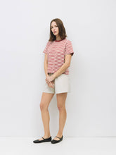 Load image into Gallery viewer, MOD REF - The Cooper Top | Striped T-Shirt with Contrast Neck Band: BROWN/WHITE / SMALL
