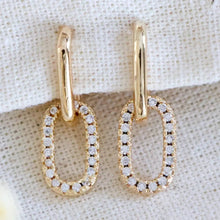 Load image into Gallery viewer, CZ Oval Dangle Earrings
