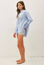 Load image into Gallery viewer, Be Cool - COTTON LINEN BLEND LONG SLEEVE BUTTON UP SHIRT-CHAMBRAY: CHAMBRAY / S

