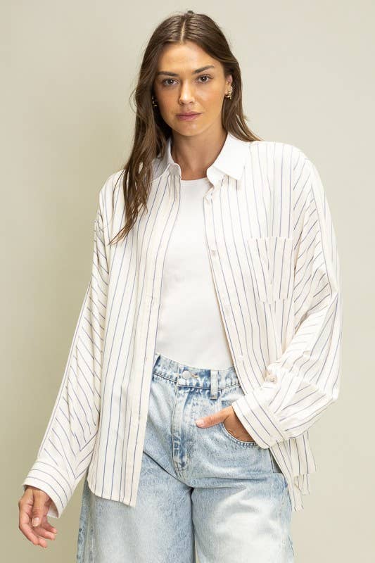 James Stripe Button Up