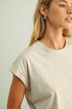 Load image into Gallery viewer, MIOU MUSE - T2263   ROUND NECK CUFFED SLEEVE TOP: OFF WHITE / L
