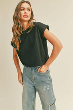 Load image into Gallery viewer, MIOU MUSE - T2263   ROUND NECK CUFFED SLEEVE TOP: OFF WHITE / L
