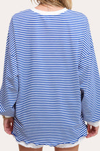 Load image into Gallery viewer, La Miel - MCT7678-Oversized Striped Long Sleeve Pullover Top: Latte / S
