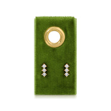 Load image into Gallery viewer, Triple CZ Bar Studs on Velvet Gift Tag
