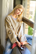 Load image into Gallery viewer, Mimosa - Striped Terry Oversized Long Sleeve Top: Golden / M
