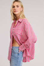 Load image into Gallery viewer, Oversized Gingham Button Down Shirt

