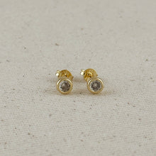 Load image into Gallery viewer, GoldFi - 18k Gold Filled Mini CZ Round Stud Earrings
